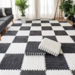 30x30cm EVA Foam Plush Interlocking Floor Mat Soft Carpet Tiles Play Mat Non-Slip Puzzle Rug for Home Living Room